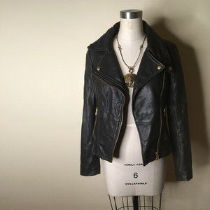 Genuine leather biker style jacket
